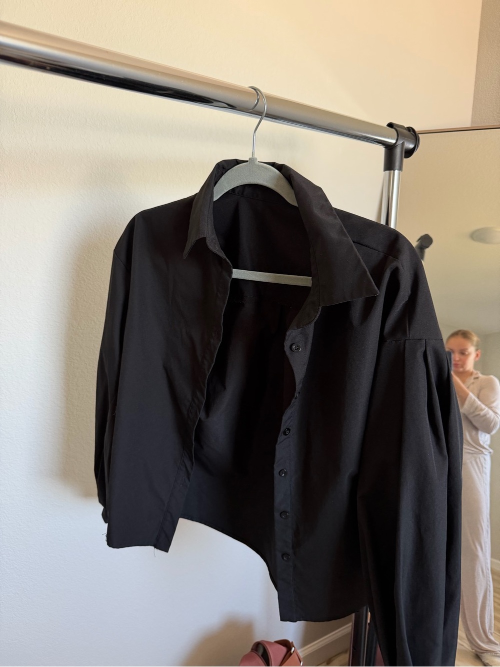 Black women’s  Button-Up Shirt - Classic Collared Style